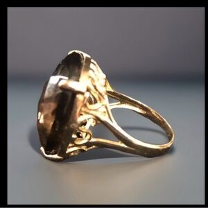 Colleen Lopez Large Smoky topaz ring in gold over 925 silver made in Turkey 7.5